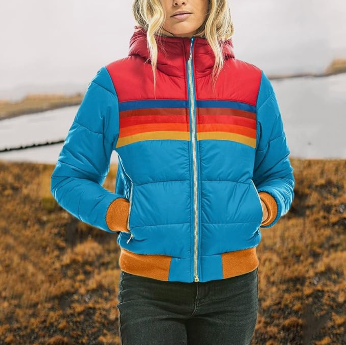 Carla - Retro Parka mit Kunstfellkapuze für Damen