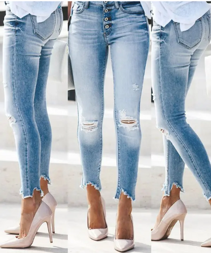 Grace – zerrissene jeanshose mit cut-outs für frühling/sommer