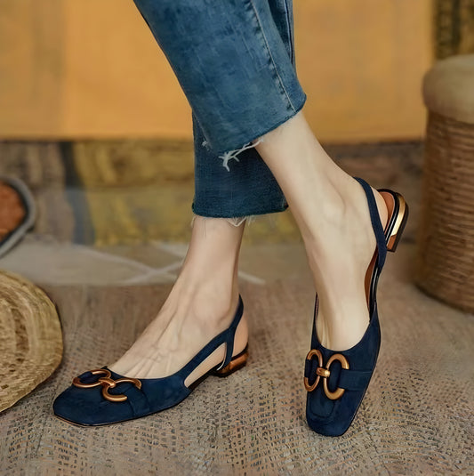 Antonia - Stilvolle Slingback-Schuhe mit Goldakzenten