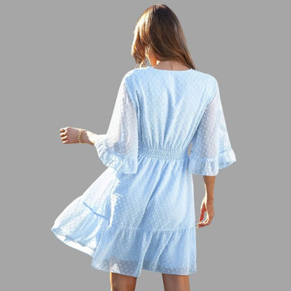 Amelie - Burgunder Glockenärmel Kleid