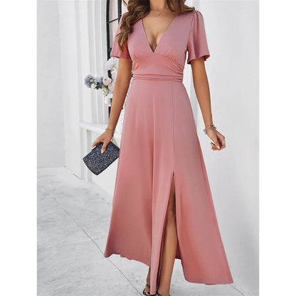 Rote V-hals Bodycon Kleid