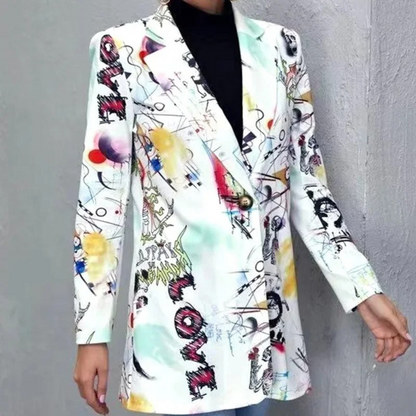 Megan - Vintage Casual Blazer mit unregelmäßigem Print für Damen