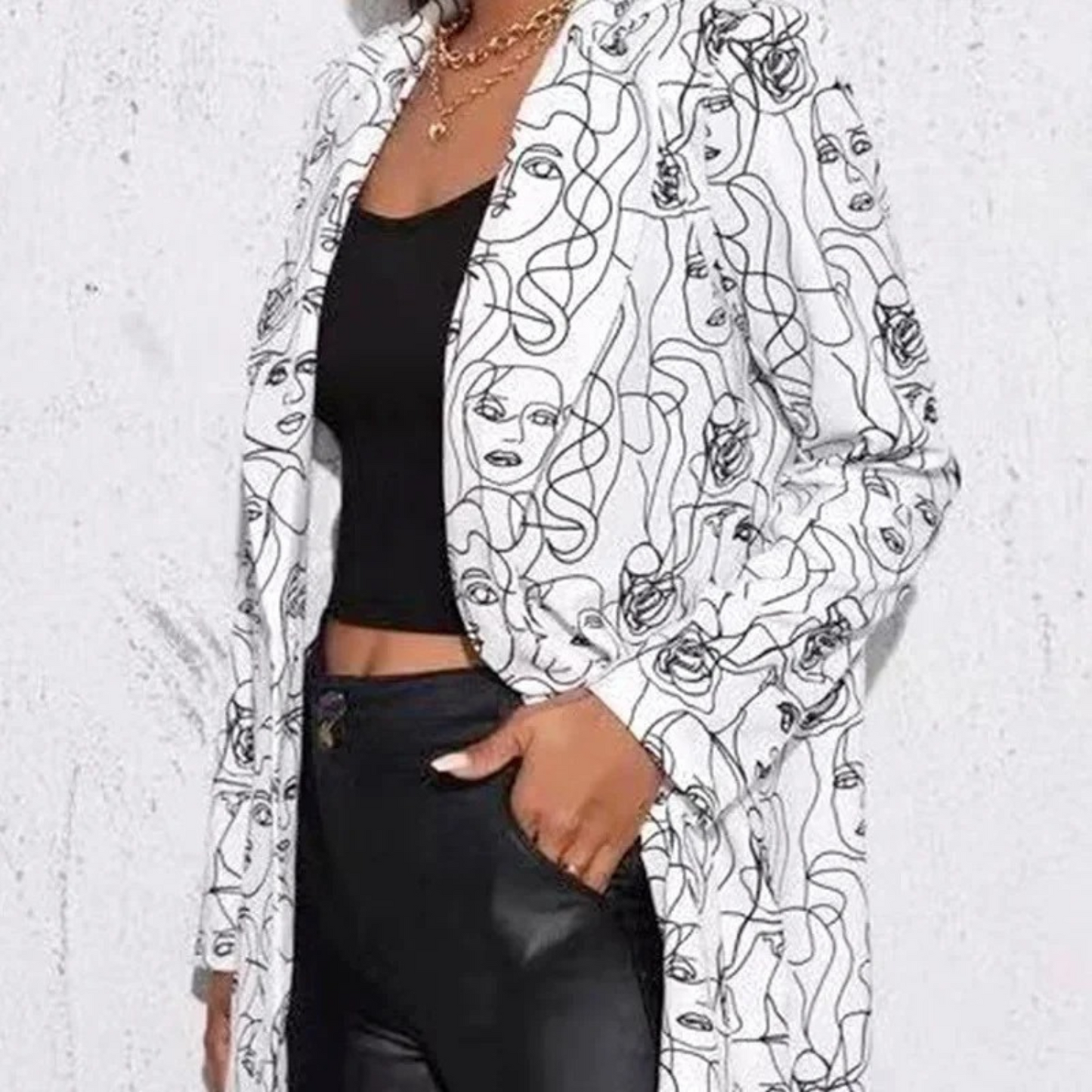 Megan - Vintage Casual Blazer mit unregelmäßigem Print für Damen