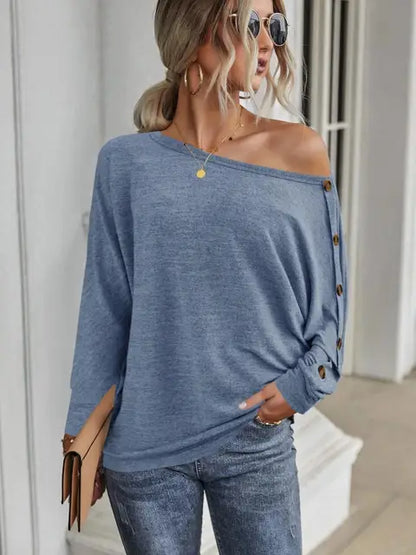 Mirel  | Schwarze Button-Detail Bluse