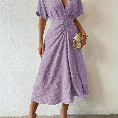 Sadie - Plissiertes Midikleid wit Bauchabdeckung