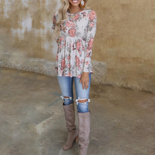 Rosalie - Langärmelige Bluse mit Blumendruck