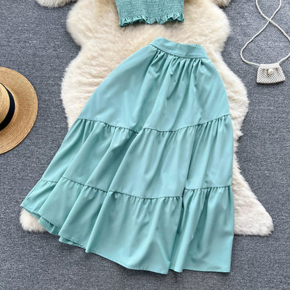 ABEGAIL - Ärmelloses plissiertes Trägertop und Rock-Set