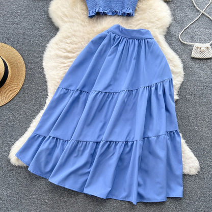 ABEGAIL - Ärmelloses plissiertes Trägertop und Rock-Set