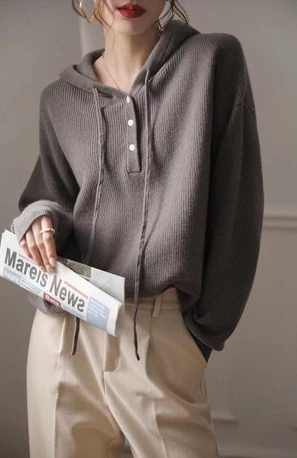 AIZEL - Lockerer Kapuzen-Kaschmirpullover