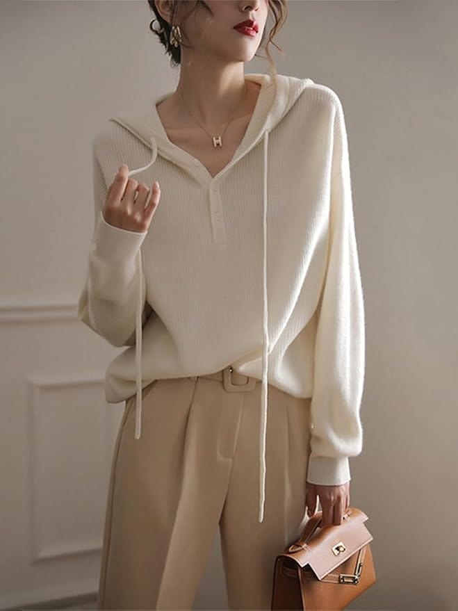 AIZEL - Lockerer Kapuzen-Kaschmirpullover