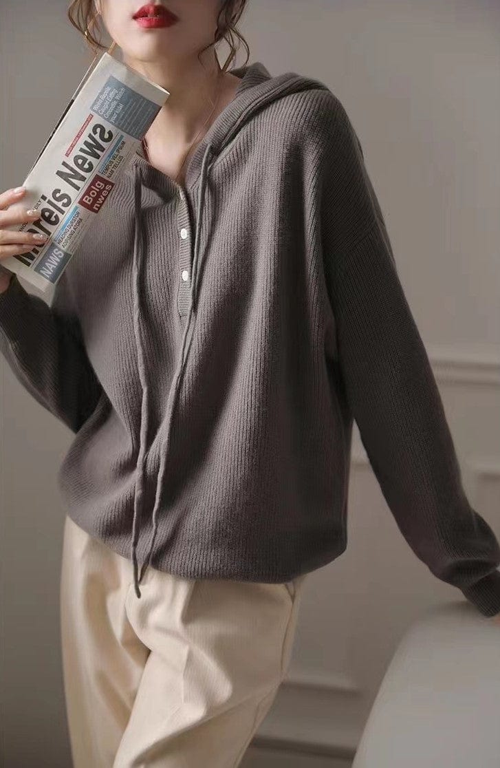 AIZEL - Lockerer Kapuzen-Kaschmirpullover