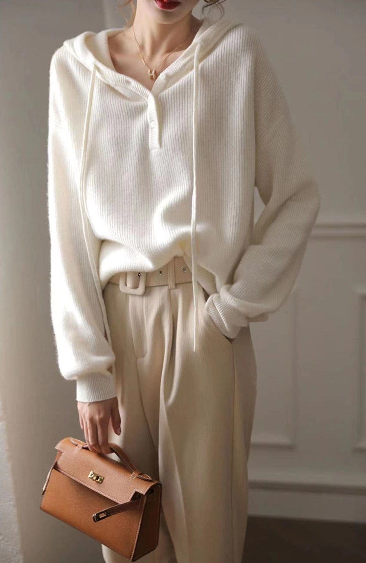 AIZEL - Lockerer Kapuzen-Kaschmirpullover