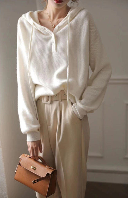 AIZEL - Lockerer Kapuzen-Kaschmirpullover