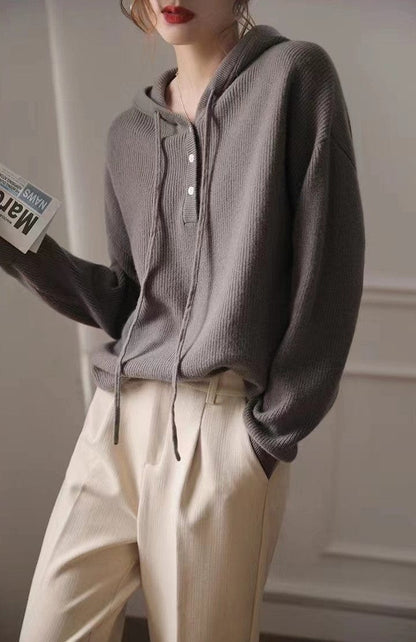 AIZEL - Lockerer Kapuzen-Kaschmirpullover