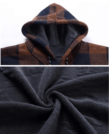 ALDEN - Kapuzenpullover mit Reißverschluss und kontrastierendem Karomuster 2024