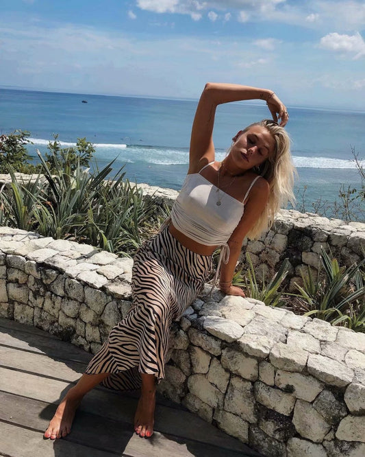 Alva - Langer Rock mit dezentem Zebramuster