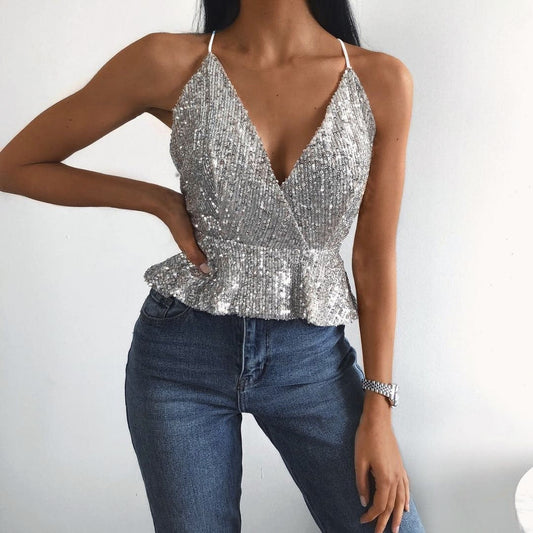 Alva - Glitzerndes Neckholder-Top mit Pailletten