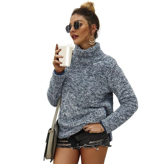 Rollkragen-Sweatshirt aus Fleece für Damen