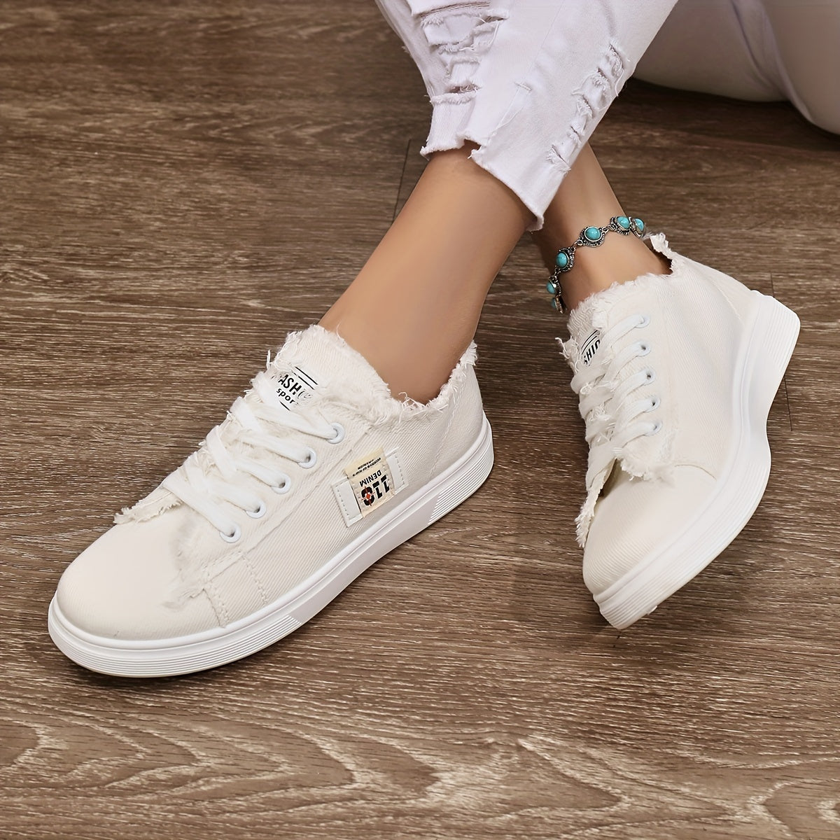 Weißer Leinenschuh - Damen Casual Sneaker