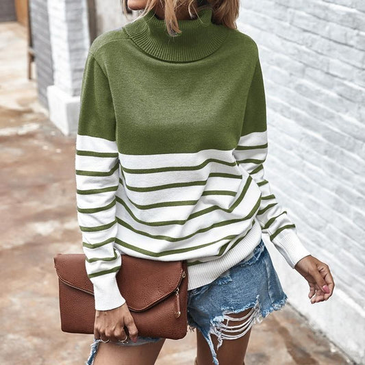 Rollkragenpullover für Damen mit Streifen