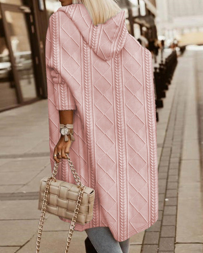 Salida - Stilvoller Langer Strickjacke mit Kapuze