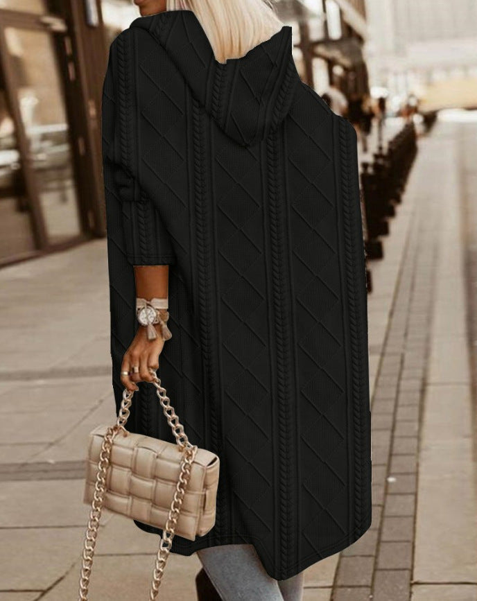 Salida - Stilvoller Langer Strickjacke mit Kapuze