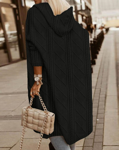 Salida - Stilvoller Langer Strickjacke mit Kapuze