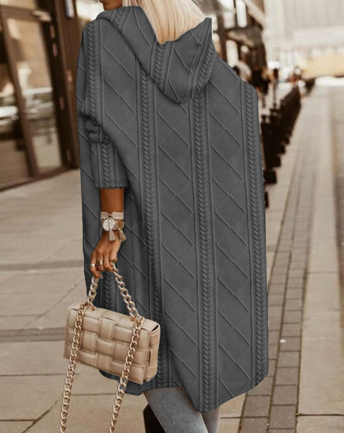 Salida - Stilvoller Langer Strickjacke mit Kapuze