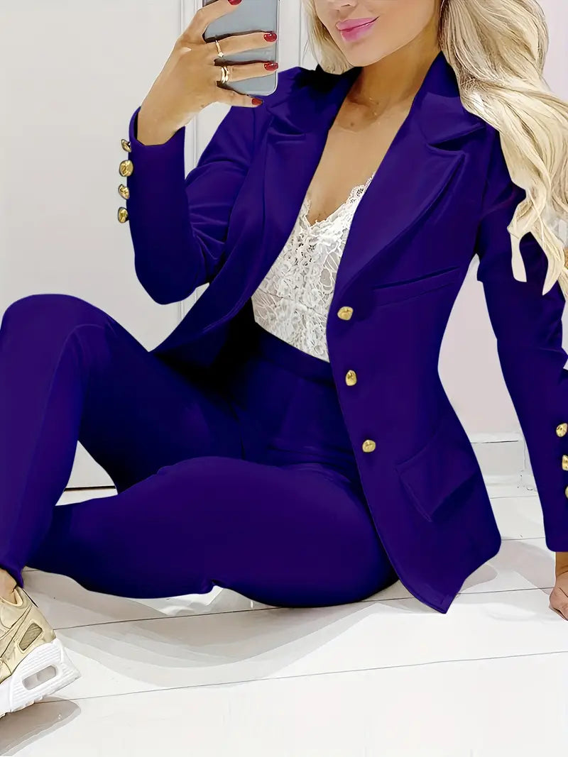 Heidi-Mode | Schlichter, Eleganter, Doppelreihiger Blazer Und Slim Fit Hose