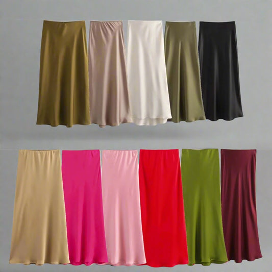 Alva - Eleganter Rock aus Seidensatin mit hoher Taille