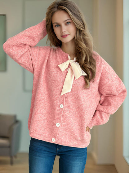 Alisa - Gestrickte Bluse mit langen Ärmeln und Strickjacke