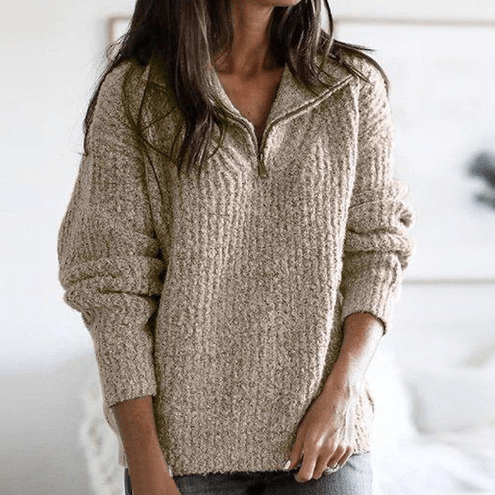 Miley Bequemer Pullover mit Reißverschluss und Strickdesign