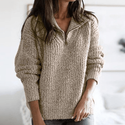 Miley Bequemer Pullover mit Reißverschluss und Strickdesign