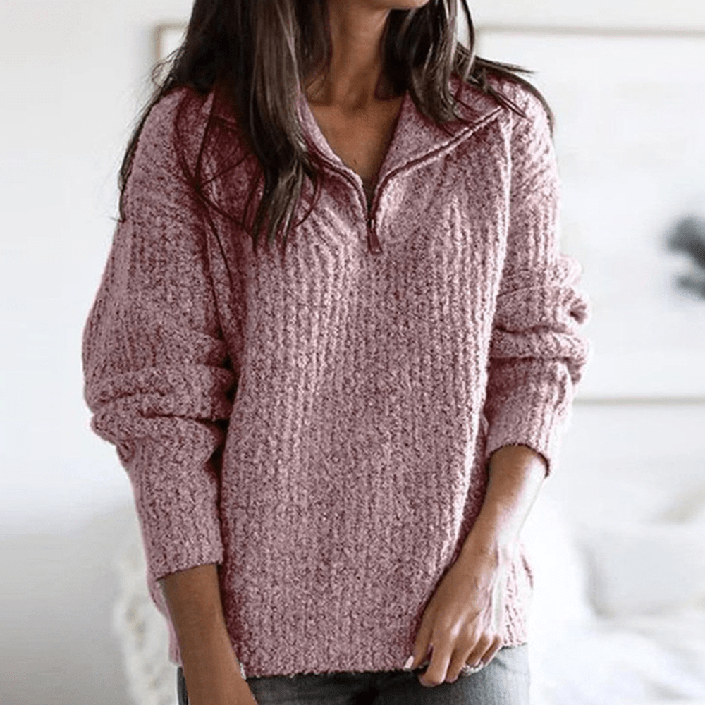 Miley Bequemer Pullover mit Reißverschluss und Strickdesign