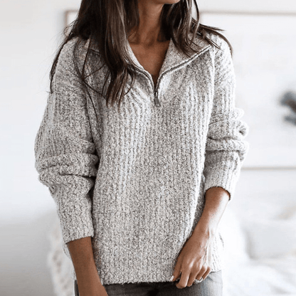 Miley Bequemer Pullover mit Reißverschluss und Strickdesign