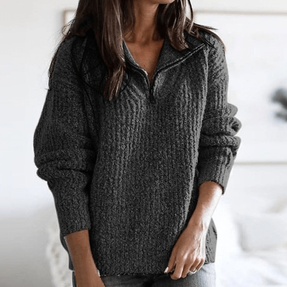 Miley Bequemer Pullover mit Reißverschluss und Strickdesign
