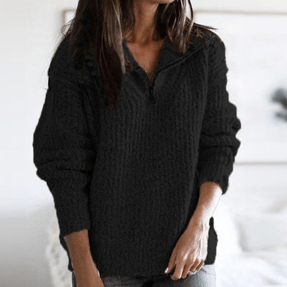 Miley Bequemer Pullover mit Reißverschluss und Strickdesign