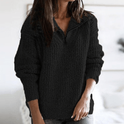 Miley Bequemer Pullover mit Reißverschluss und Strickdesign