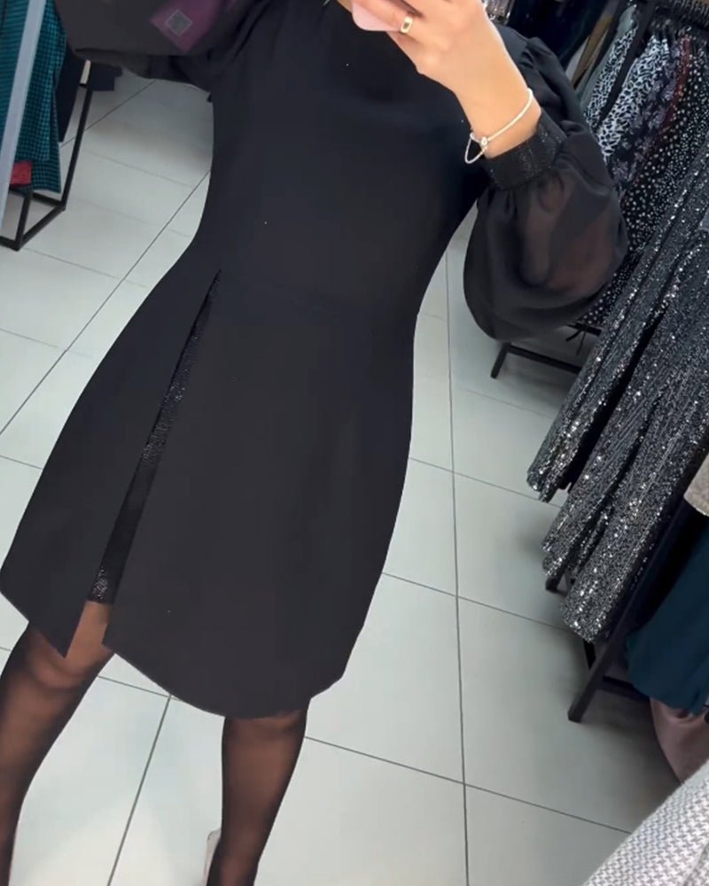 Rubinrotes Minikleid mit Laternenärmeln