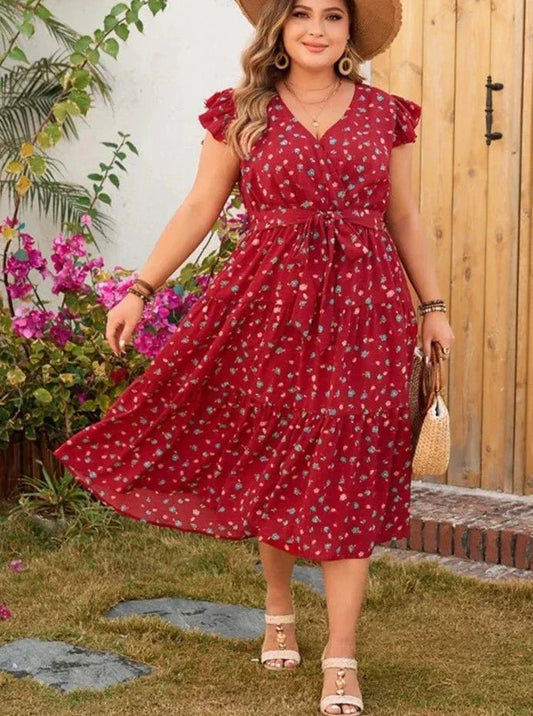 Salome Krawattengürtel Bedrucktes Midikleid