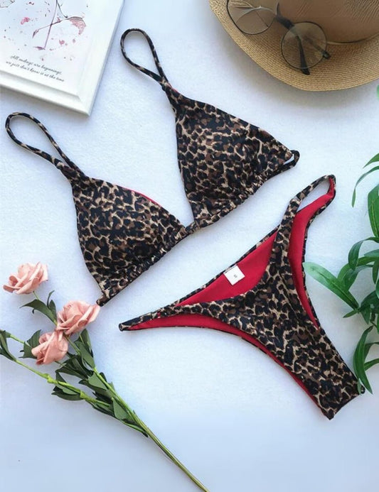 Heidi-Mode | Schickes Braun Leopardenmuster Bikini-Set für Damen