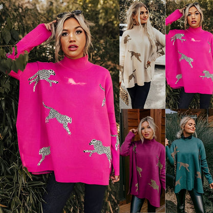 Clarissa - Gemütlicher Pullover mit Print und hohem Kragen