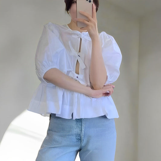 Alva - Hemd mit lockeren Ärmeln und eleganter Schleife