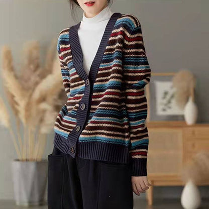 ROYCE - V-Ausschnitt Gestreifte Pullover